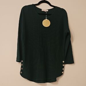 Michael Kors Dark Green Sweatshirt with Button Details